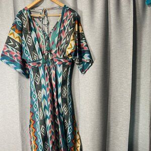 NEW Italian Karakorum Empire Waist, Bare Back Long Dress/Cover Up